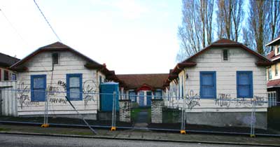 Photo of fenced apartment building