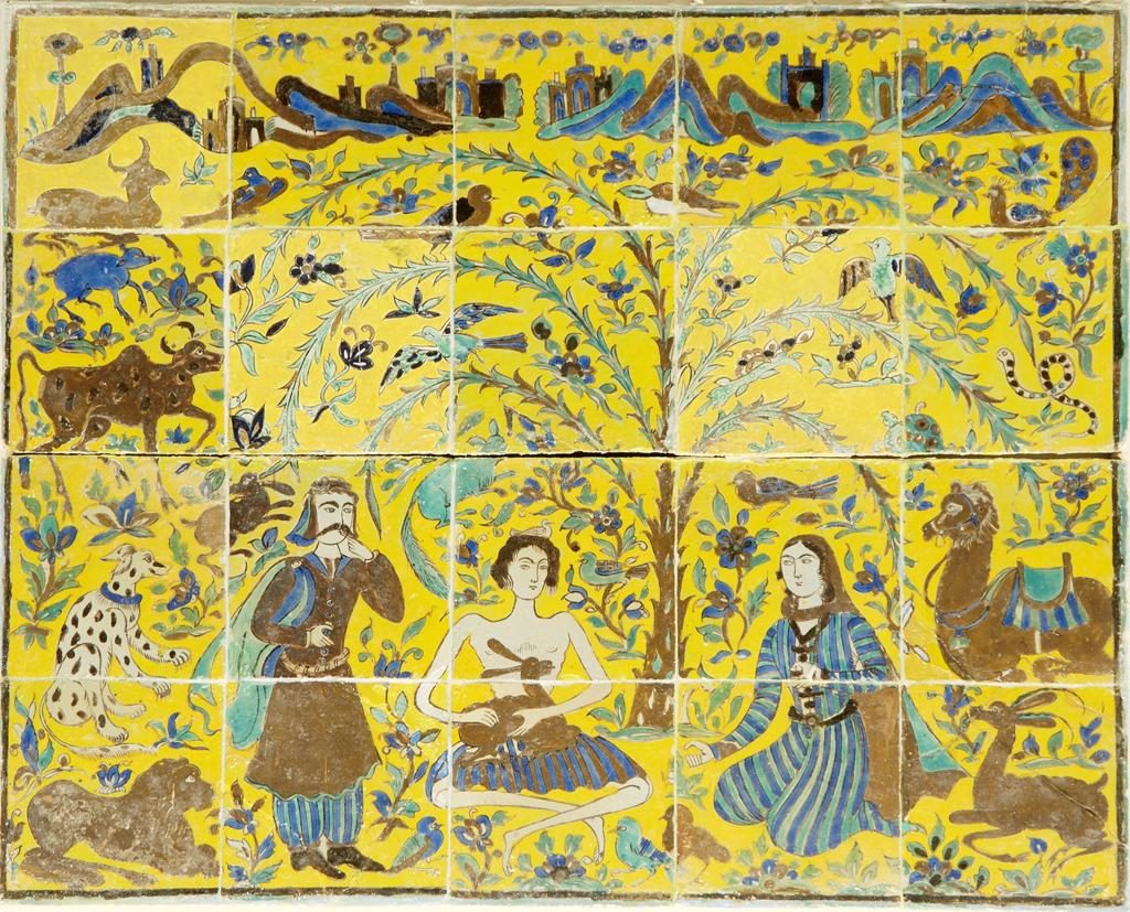 Iranian tile showing the story of Layla and Majnun