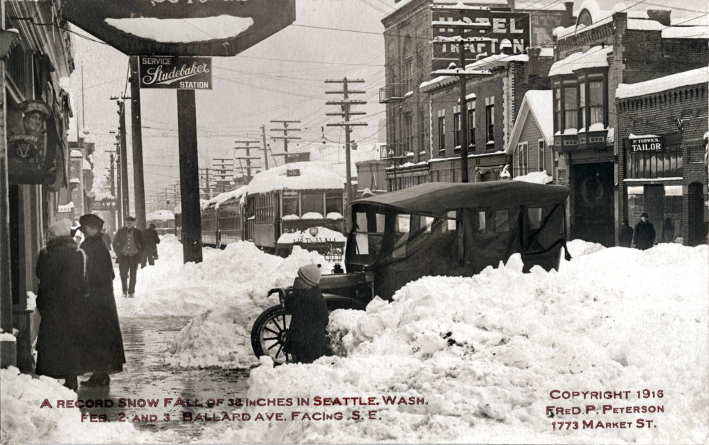 Seattle streets in snow, 1916